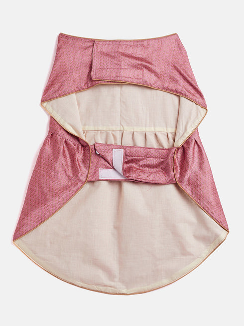 Pink Woven Silk Blend Siblings Set For Dogs