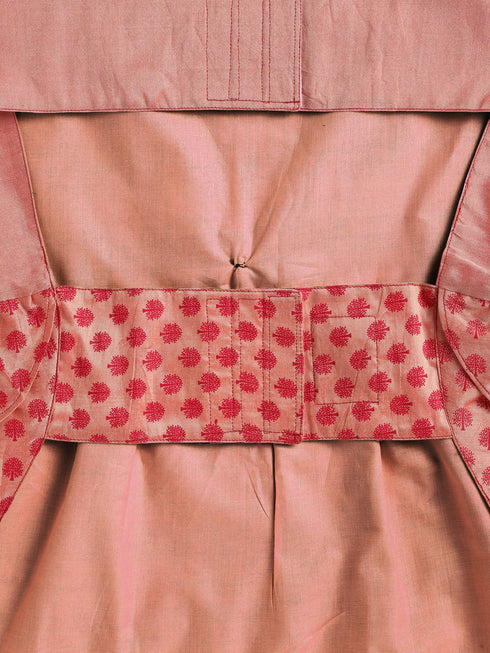 Dogs' Pink Printed Flared Frock With Attached Bow