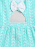 Dogs' Green Chikankari Flared Dress With Attached Bow