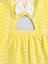 Dogs' Yellow Chikankari Flared Dress With Attached Bow