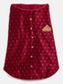 Maroon And Gold Silk Blend Siblings Set For Dogs