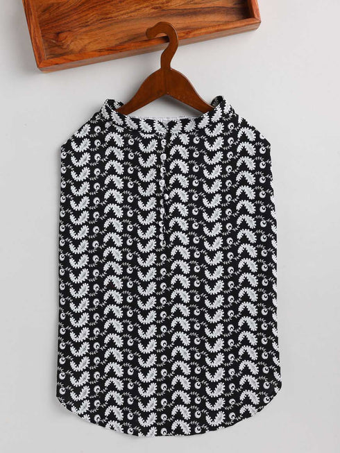 Dogs' Black Chikankari Pure Cotton Ethnic Kurta