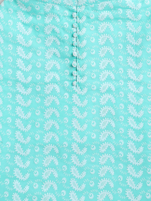 Dogs' Green Chikankari Pure Cotton Ethnic Kurta