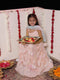 Girl's' Peach Embroidered Sequins Net Long Anarkali Dress With Dupatta