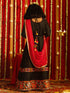Girl's' Navratri Special Black Anarkali Kurta With Red Dupatta Set