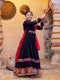 Girl's' Navratri Special Black Anarkali Kurta With Red Dupatta Set