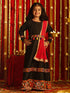 Girl's' Navratri Special Black Anarkali Kurta With Red Dupatta Set
