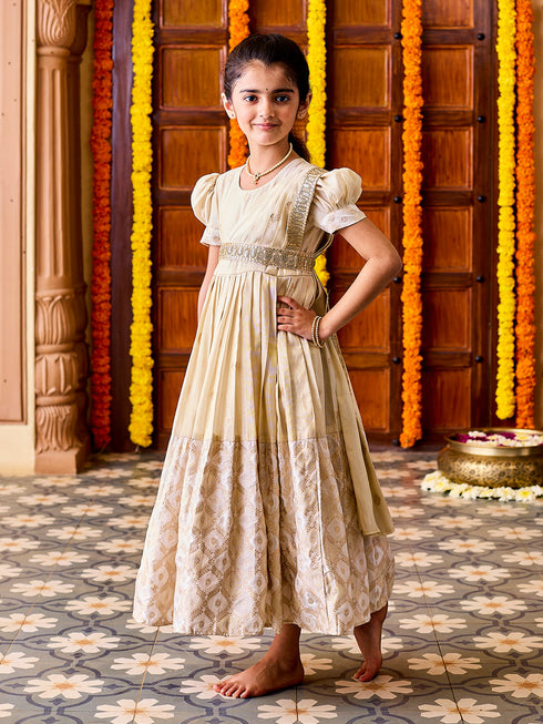 Girl's' Gold Lehenga Set