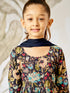 Girl's Black Floral Cotton Anarkali Pyjama Set With Dupatta