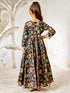 Girl's Black Floral Cotton Anarkali Pyjama Set With Dupatta