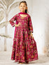 Girl's Falsa Floral Cotton Anarkali Pyjama Set With Dupatta