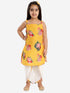 Girl's' Floral Printed Cotton Silk Kurta And Tulip Pants