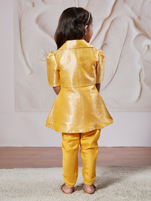 Girl's' Mustard Kurta And Dhoti Pant Set