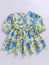 Blue Floral Cotton Dress For Girl's
