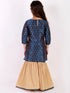 Girl's' Blue Zari Kurta And Rose Gold Sharara Set