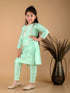 Girl's' Mint Green Viscose Kurta Pant Set