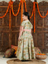 Girl's Green Ethnic Printed Long Dress