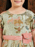 Girl's Green Ethnic Printed Long Dress