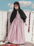 Girl's' Pink Sequinced Long Dress With Detachable Cuff Sleeves