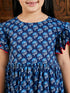 Girl's Blue Printed Frock With Leggings Set