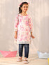 Girl's' Pink Printed Kurta