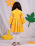 Girl's Yellow Printed Ruffle Kurta With Leggings Set