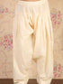 Girl's' White Floral Printed Linen Kurta And Cream Patiala Set