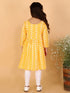 Girl's Orange Pure Cotton Chikankari Kurta With Leggings