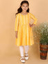 Girl's Orange Pure Cotton Chikankari Kurta With Leggings