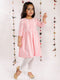 Girl's' Pink Pure Cotton Chikankari Kurta With Leggings