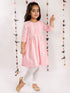 Girl's' Pink Pure Cotton Chikankari Kurta With Leggings