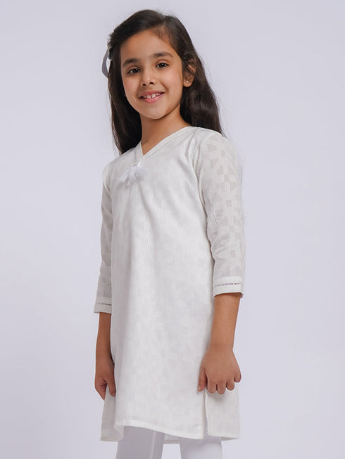 Girl's' White Only Kurta