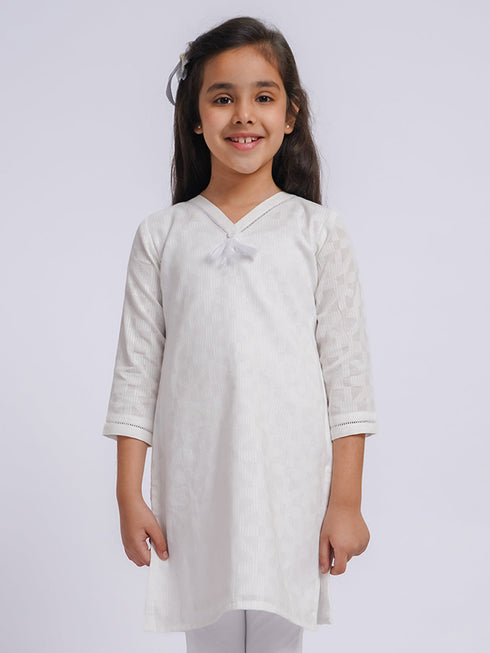 Girl's' White Only Kurta