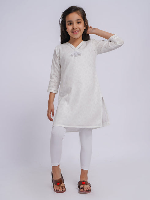Girl's' White Only Kurta