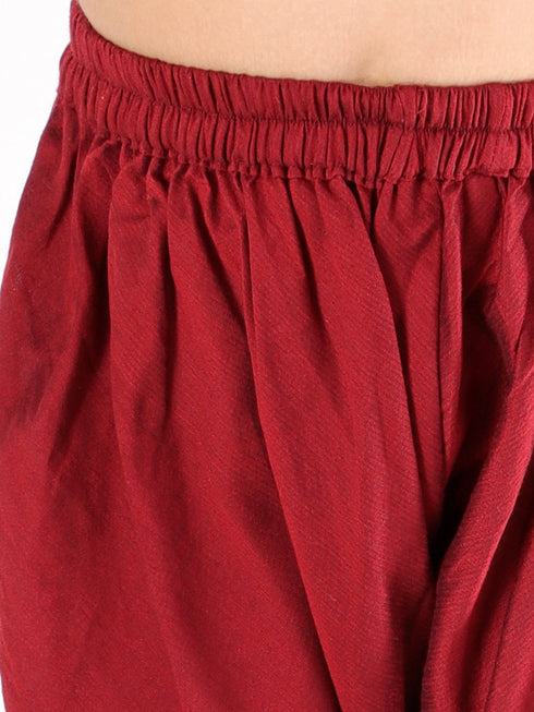 Girl's Maroon Mirror Kurta Pyjama Set