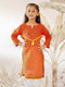 Girl's Orange Cotton Kurta With Thread Embroidery