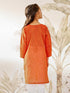 Girl's Orange Cotton Kurta With Thread Embroidery