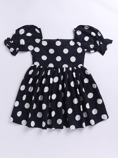 Black Polka Dot Cotton Dress for Girls