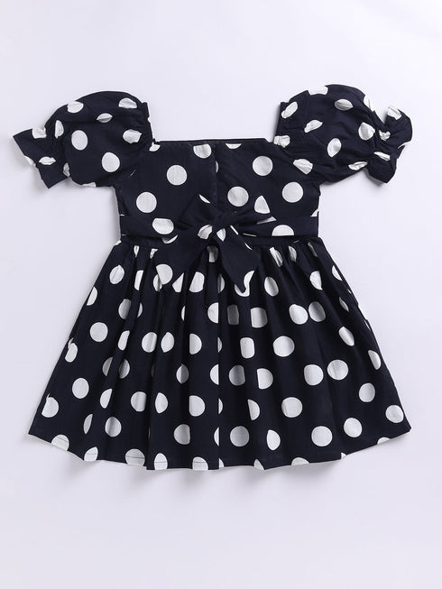 Black Polka Dot Cotton Dress for Girls