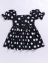 Black Polka Dot Cotton Dress for Girls