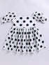 White Polka Dot Cotton Dress For Girl's