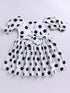 White Polka Dot Cotton Dress For Girl's