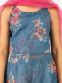 Girl's' Grey Floral Printed Anarkali And Pyjama With Ruffled Dupatta Set