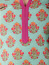 Girl's' Green And Pink Kurta Pant And Dupatta Set