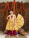 Girl's' Yellow And Pink Ethnic Kurta Pant Set