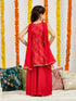 Girl's' Red Kurta Palazzo Set