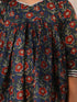 Girl's' Navy Blue And Rust Kurta Palazzo Set