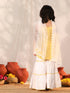 Girl's' Yellow And White Kurta, Sharara And Dupatta Set