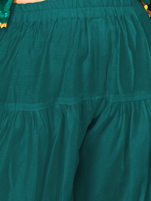 Girl's Green Kurta Salwar And Dupatta Set