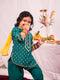 Girl's Green Kurta Salwar And Dupatta Set